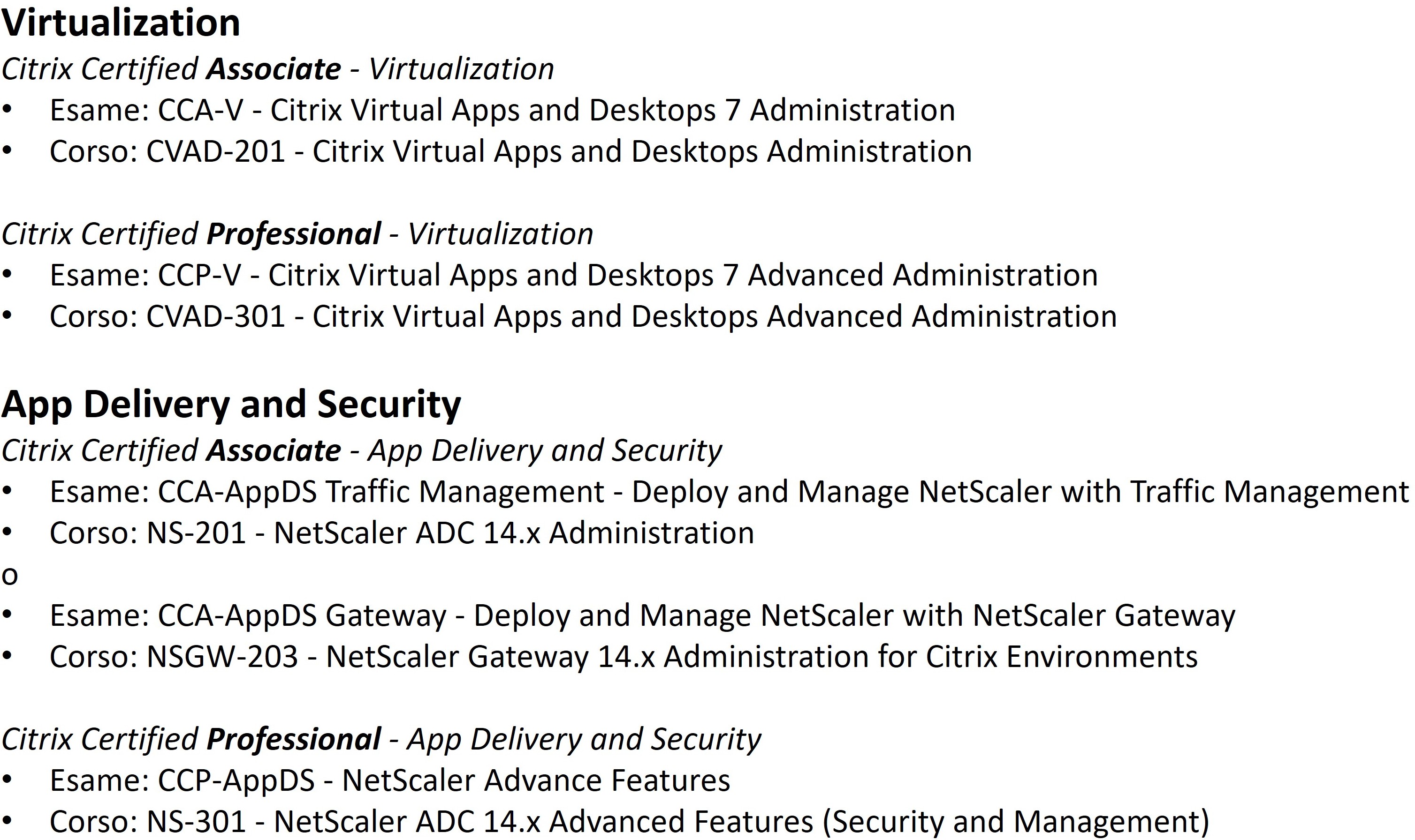 Certificazioni CItrix - Networking